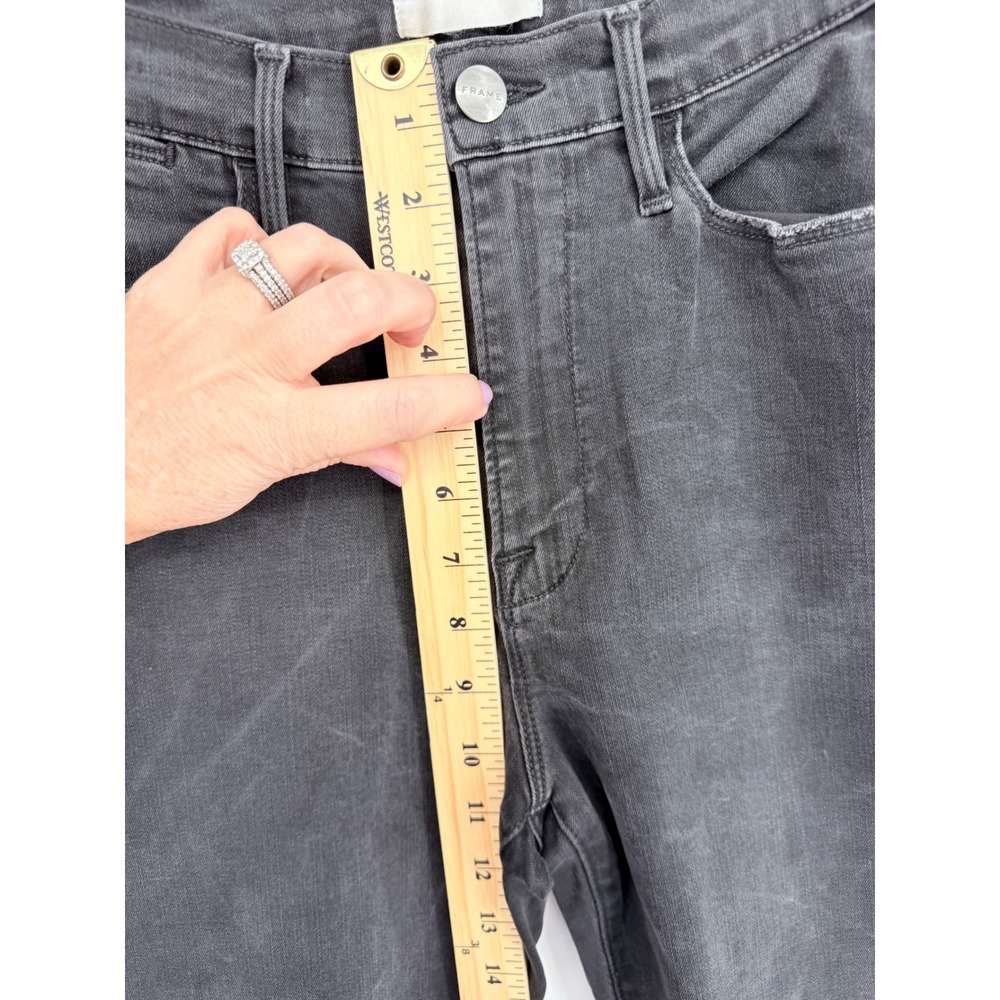 FRAME Le High Straight‎ Jeans Maverick Rips Black Distressed 30 LHST208 - Picture 6 of 10